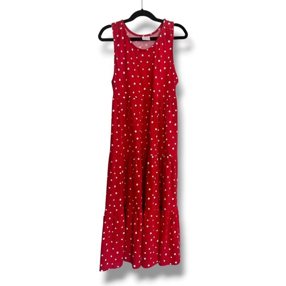 New Hanna Andersson Red White Polka Dot Twirl Power Tank Dress Size 12  150cm